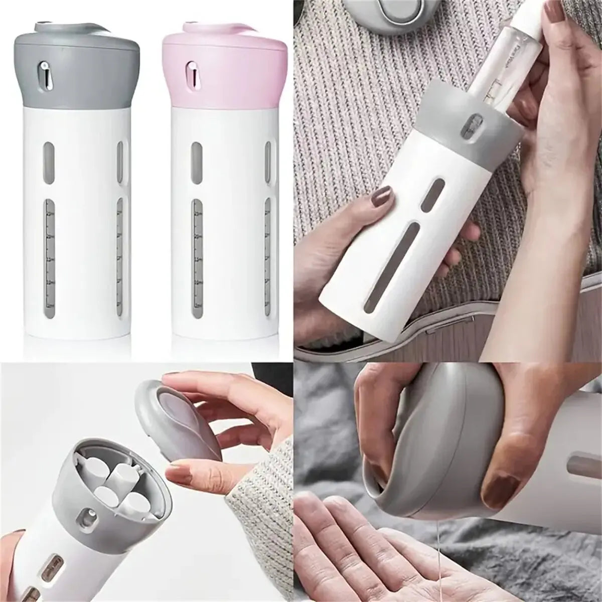 Distributeur Liquide de Voyage 4-en-1 – Rechargeable & Anti-Fuite
