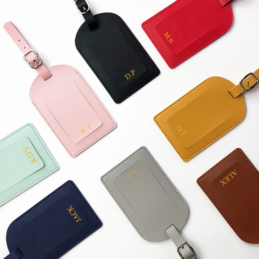 Étiquette de Bagage Personnalisable – Initiales & Prénom | PU Cuir