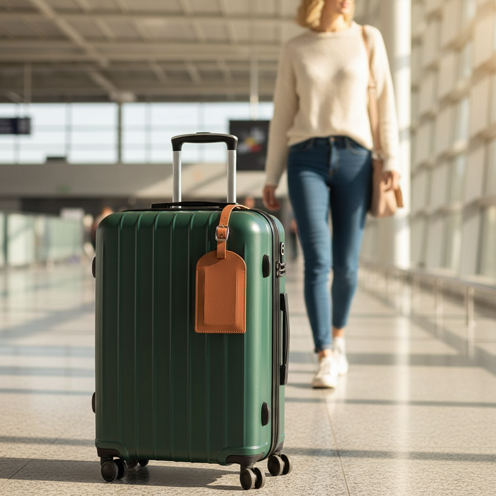 Étiquette de bagage sur valise à l'aéroport