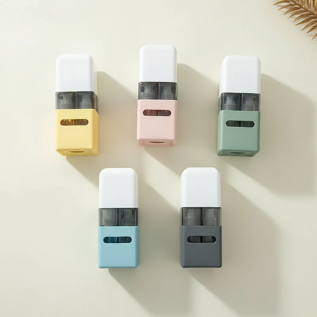 Set 4 flacons voyage tous les coloris flat lay